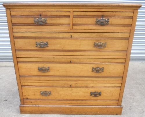 Edwardian Satin Walnut Full Size Chest of Drawers