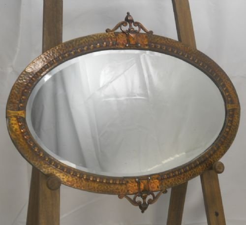 Oval Copper Framed Hanging Wall Mirror