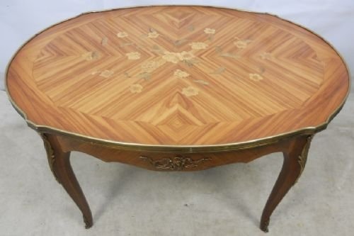 Inlaid Walnut Coffee Table with Brass Decoration