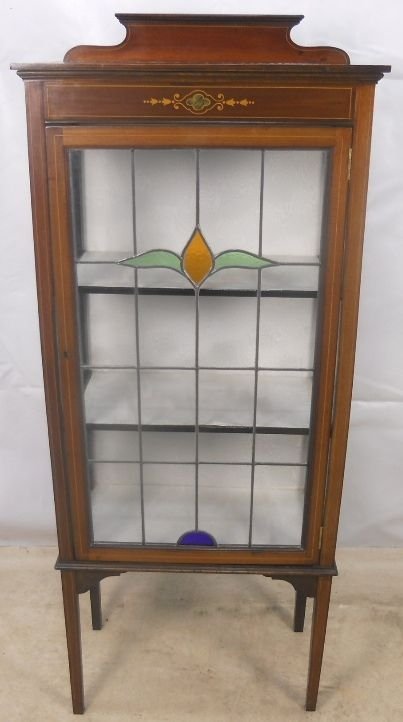 Edwardian Inlaid Single Door Mahogany Display Cabinet