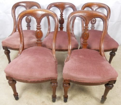 Set of Five Victorian Mahogany Dining Chairs