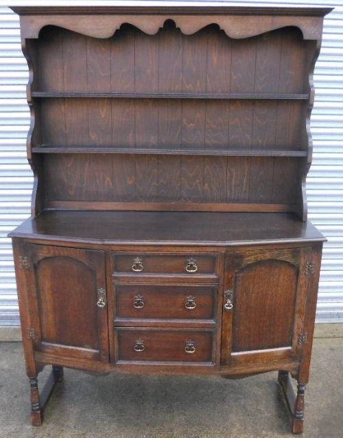 Oak Dresser with Plate Rack Back