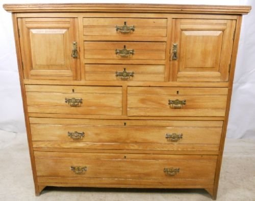 Victorian Large Ash Chest of Drawers by Trapnell & Gane of Bristol