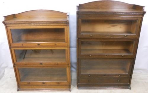 Two Oak Sectional Stacking Bookcases by Lebus