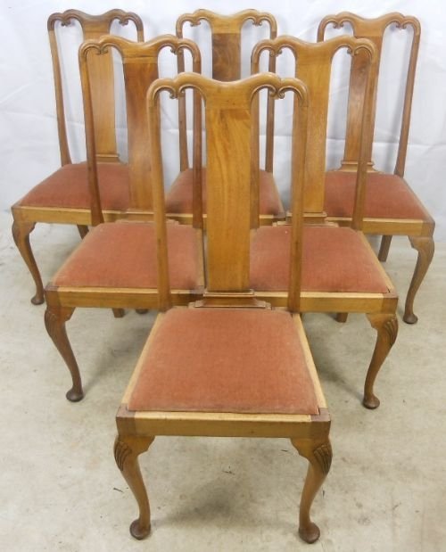 A Set of Six Queen Anne Style Dining Chairs