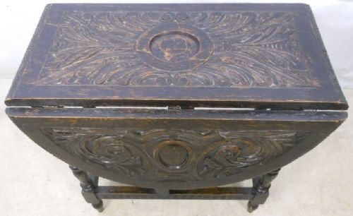 Victorian Carved Oak Oval Dropleaf Table