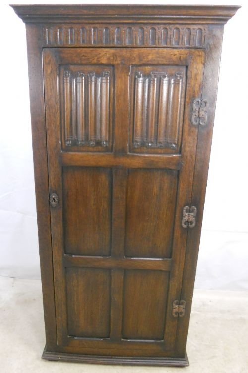Antique Jacobean Style Heavy Oak Single Hanging Wardrobe