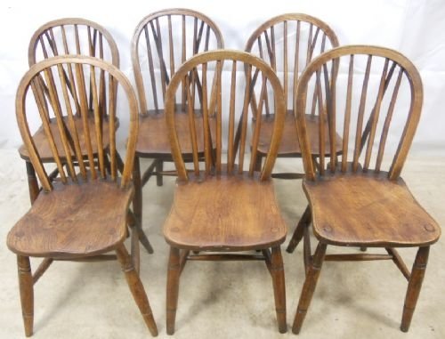 Six Victorian Stick-back Windsor Chairs