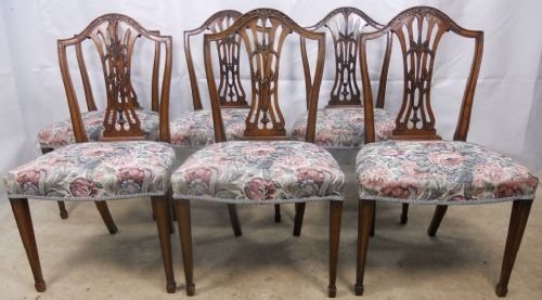 Set of Six Antique Hepplewhite Style Mahogany Dining Chairs