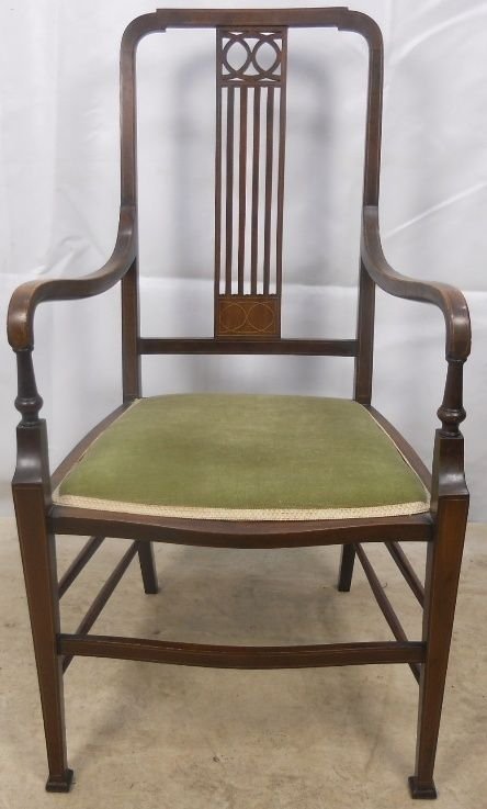 Edwardian Inlaid Mahogany Salon Armchair