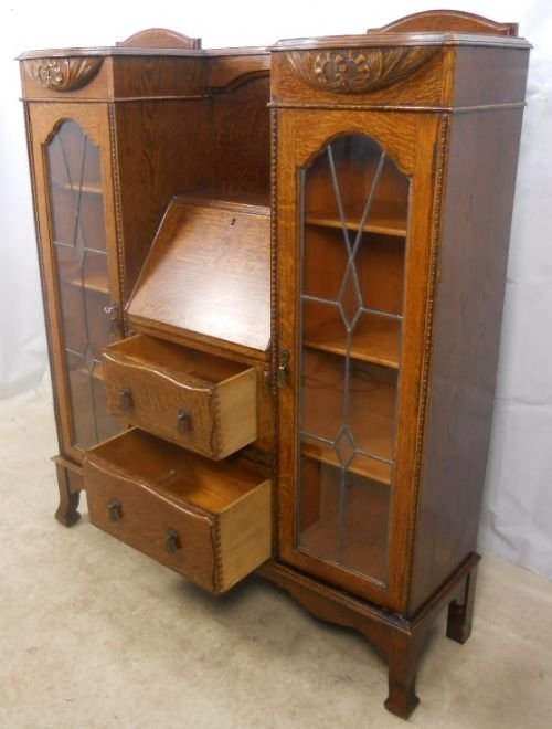 fig 1. Oak Bureau Bookcase