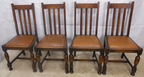 Set of Four Oak Highback Dining Chairs