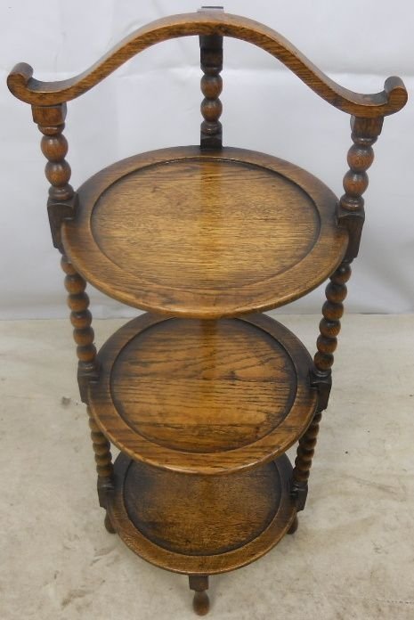 Oak Bobbin Leg Three Tier Cake Stand