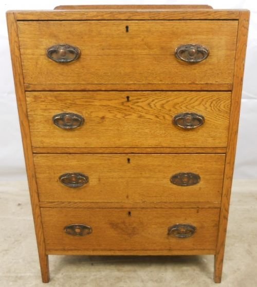 Edwardian Tall Oak Chest of Drawers