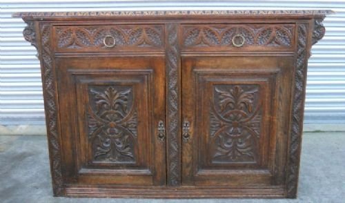 Victorian Carved Oak Sideboard Base