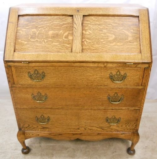 Jacobean Style Light Oak Writing Bureau