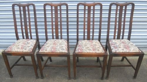 Set of Four Beech Highback Dining Chairs