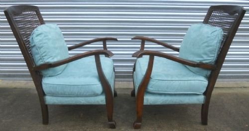 Pair Bergere Back Drawing Room Armchairs