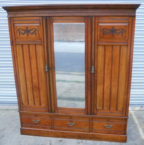 Edwardian Large Mahogany Hanging Wardrobe