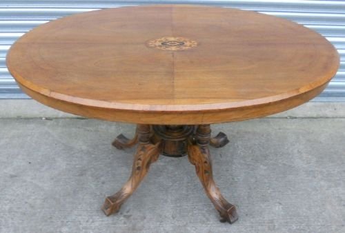 Victorian Oval Inlaid Walnut Breakfast Table