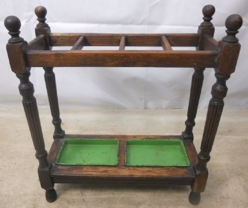 Edwardian Oak Four Division Stick Stand