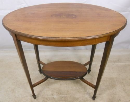 Edwardian Inlaid Walnut Oval Occasional Table