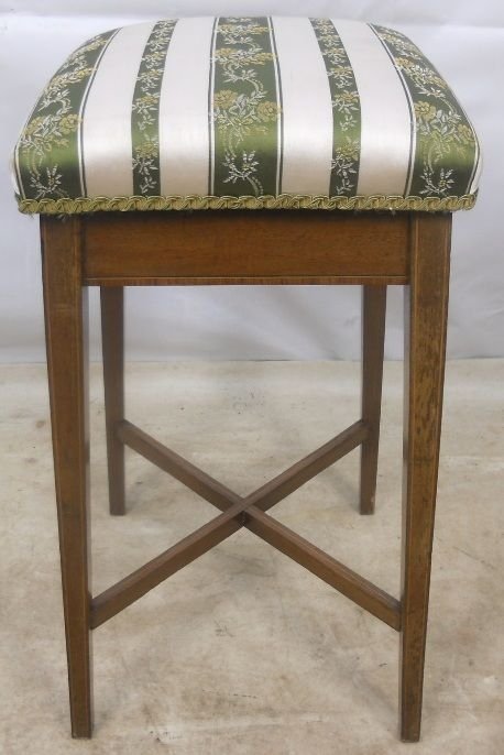Edwardian Inlaid Mahogany Tall Stool