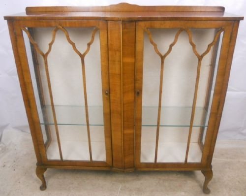 Queen Anne Style Walnut Display Cabinet