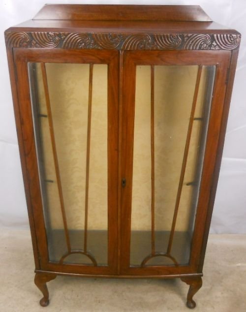 Queen Anne Style Walnut China Display Cabinet