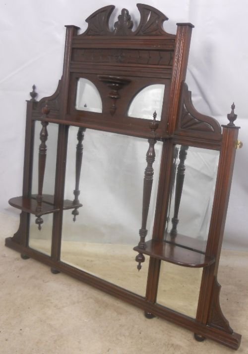 Edwardian Mahogany Overmantle Mirror