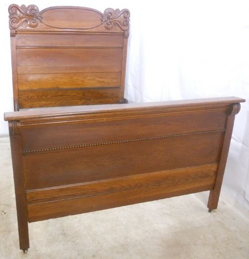 Late Victorian Oak French Double Bed
