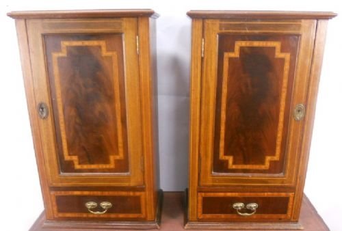 Pair Edwardian Inlaid Mahogany Cabinets/ Cupboards