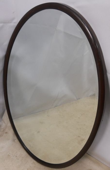 Oval Mahogany Bevel Edge Hanging Wall Mirror