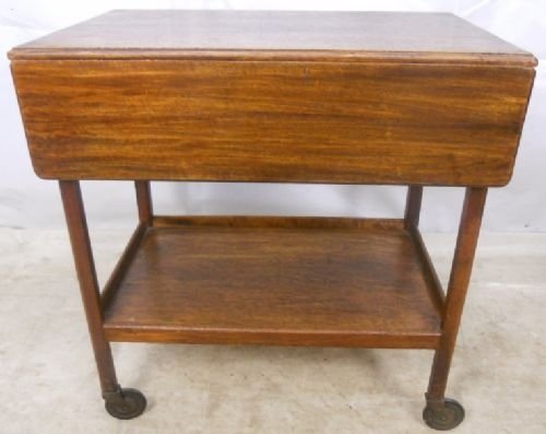 Mahogany Dropleaf Two Tier Tea Trolley