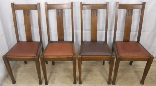 Set of Four Oak Highback Dining Chairs