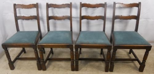 Set of Four Dark Oak Dining Chairs