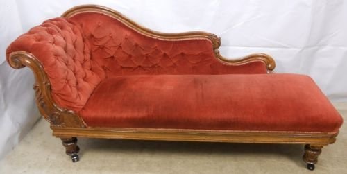 Victorian Mahogany Chaise Longue Couch Settee