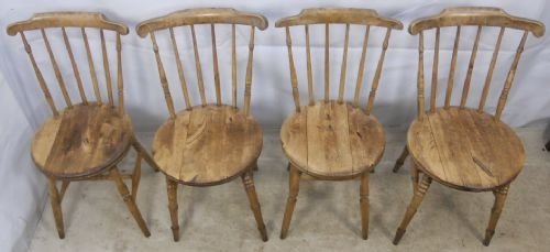 Matched Set of Four Stickback Kitchen Dining Chairs