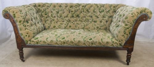 Victorian Mahogany Upholstered Couch Settee