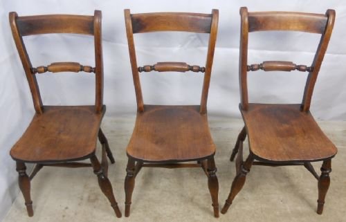 Set of Three Elm Windsor Kitchen Chairs