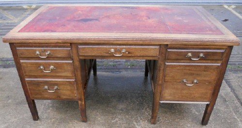Edwardian Oak Large Writing Desk