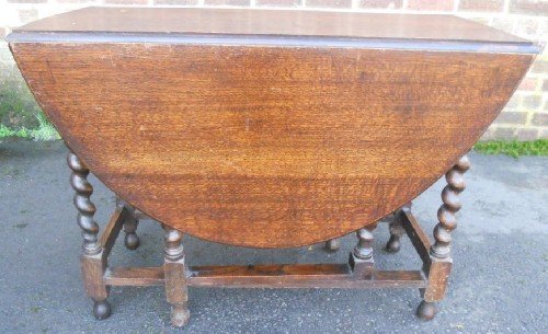 Oak Oval Barley Twist Gateleg Dining Table