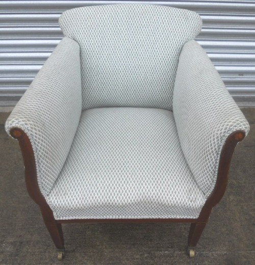 Edwardian Inlaid Mahogany Tub Armchair