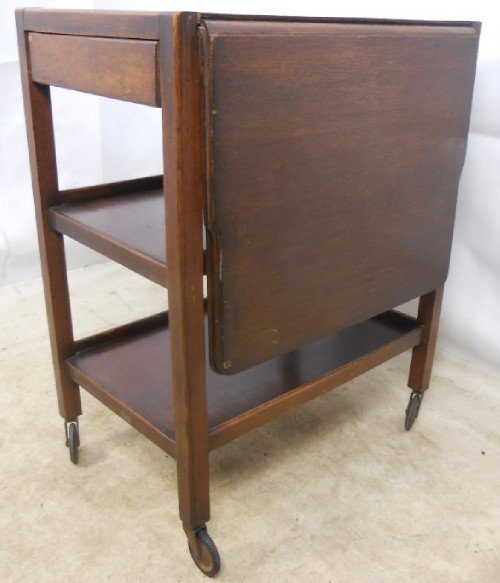 Oak Tea Trolley Table Dinner Wagon