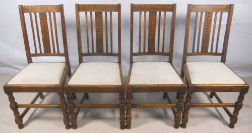 Set of Four Oak Highback Dining Chairs