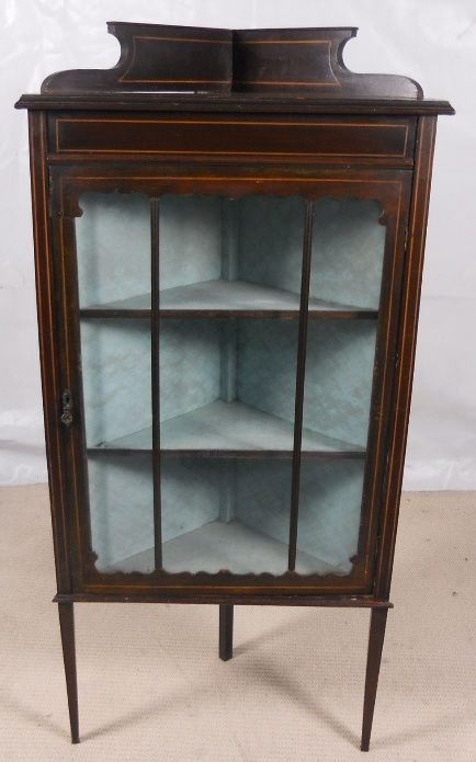 Edwardian Inlaid Mahogany Corner Display Cabinet