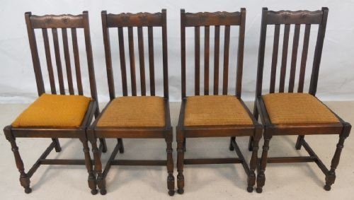 Set of Four Heavy Oak Dining Chairs