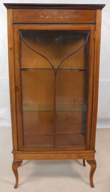 Edwardian Inlaid Mahogany China Display Cabinet