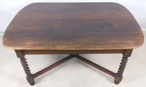 Large Solid Dark Oak Barley Twist Dining Table
