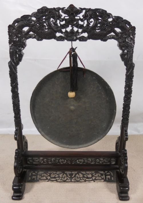 Oriental Carved Padouk Wood Gong